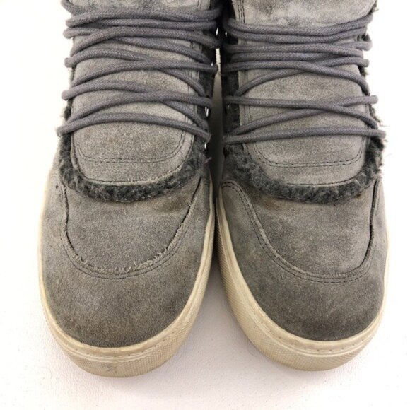 Marc Fisher Sana Gray Leather Winter Sneakers 9